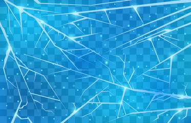 Frozen ice surface. Cracked winter snowy arctic ice, broken textured glass backdrop, cold frozen scratched surface vector background illustration. Texture with crevice or frosty ice rink