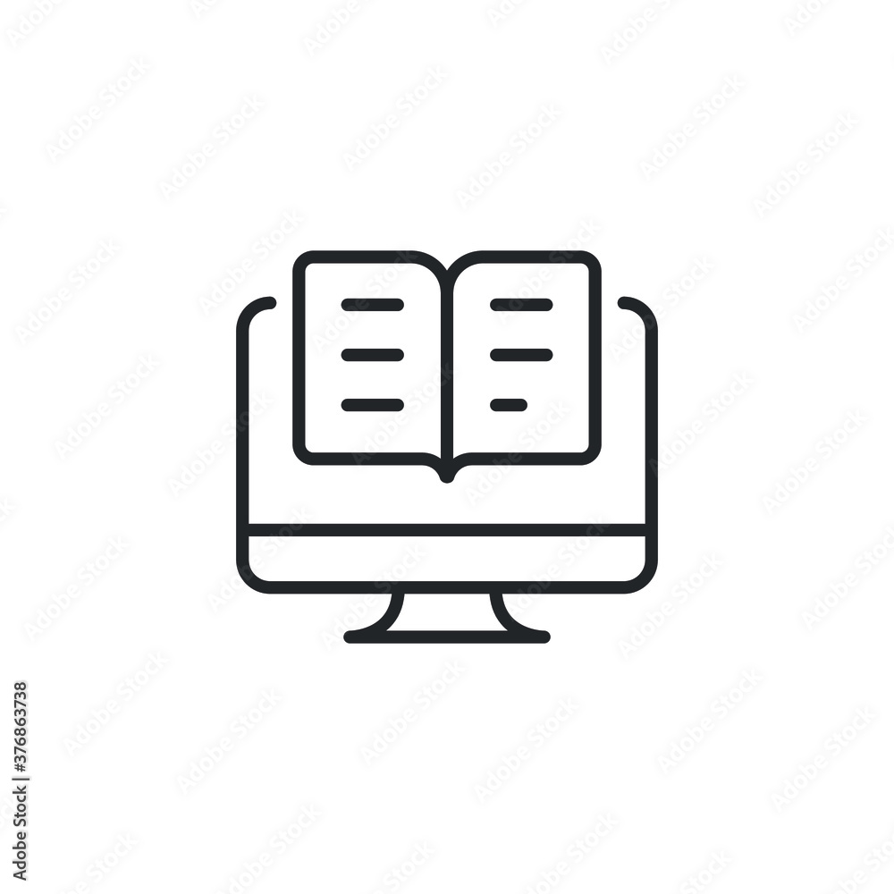 Fototapete digital book app, ebook in monitor screen for online learning media technology. electronic paper for