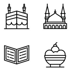 
Religion and Islamic line Icons Set 

