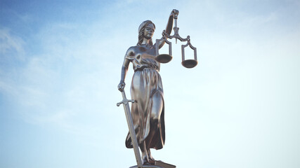 Lady Justice Statue Bronze the Personification of the Judicial System 3d illustration 