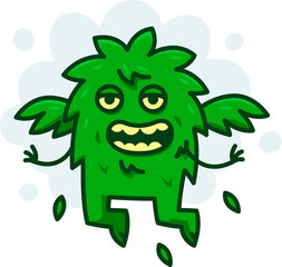 stoned weed monster funny mascot design
