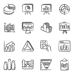 Pack of Graphs Doodle Icons  - obrazy, fototapety, plakaty