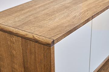 Modern furniture Wall mounted wooden cabinet Floating media cabinet close-up