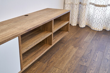 Modern furniture Wall mounted wooden cabinet Floating media cabinet in contemporary living room