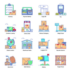 
Delivery and Logistics Services Icons in Modern Flat Style Pack 
