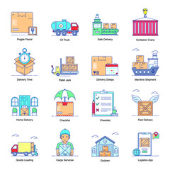 
Logistics Services Icons in Modern Flat Style Pack 

