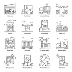 
Delivery Services Icons in Modern line Style Pack 
