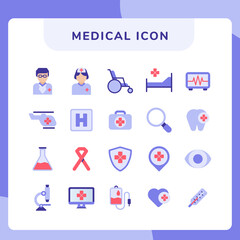 medical icon set collection with modern flat style and purple color