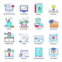 
Pack of Education and Knowledge Flat Icons 
