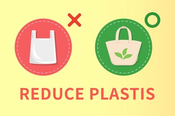 Plastic bags and canvas bags, eco-friendly shopping bags, reduce plastic