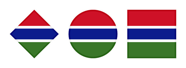 gambia flag icon set. isolated on white background
