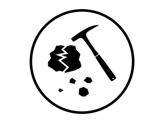 Geologic pick hammer breaking rock sample logo 