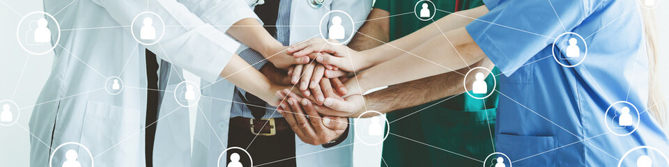 Group of doctor with medical network team graphic - 376866984