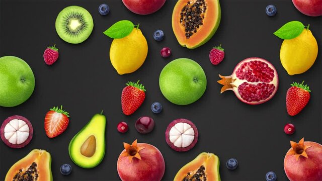 Fruit Stop Motion Pop-Up on Black Background