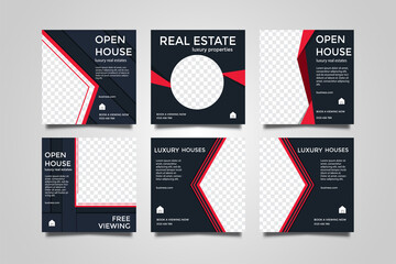 Real estate open house social media post templates. modern vector design. Vector illustration.