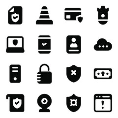 
Pack of Modern Cybersecurity Glyph Icons 

