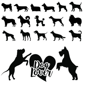 Love dog icon vector set. pet illustration sign collection. 
