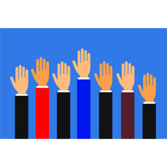 Obraz premium hands up in colorful suits, vote