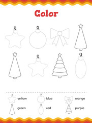  Toddler education games. Preschool or kindergarten Christmas worksheet. Vector illustration. Vector illustration