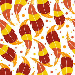 Simple seamless pattern with leaves or feathers. - 376868127