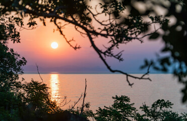 Fototapeta na wymiar Sunrise on The black sea coast . southern Crimean coast.