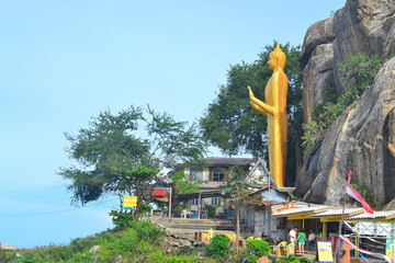 Hua Hin, Thailand: November 10, 2013: View from the beach to Wat Khao Takiap