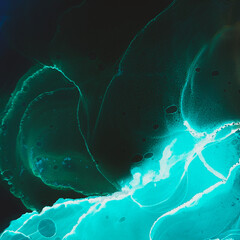 Multilayer Invitation. Flow Splash. Acrylic Style.  Black Blue Multilayer Invitation. Alcohol Ink Texture. Creative Shape.  Black Blue Sketch Picture. Swirl.