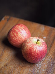 Apples on wooden table