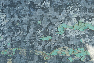 Background.The texture of the old paint is turquoise and green on the iron surface, the paint comes off.