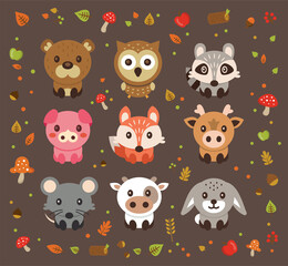 woodland cute vector pets Animals