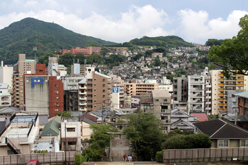 View of Nagasaki city as seen from the gate of Suwa Shrine
