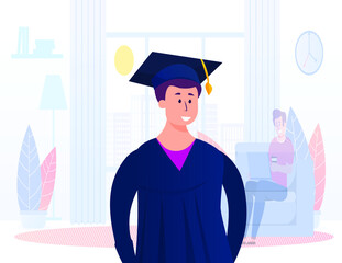 Boy is all happy with his graduation. 