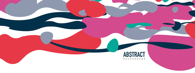 Trendy liquid style shapes abstract design, dynamic vector background for placards, brochures, posters, web landing pages, covers or banners