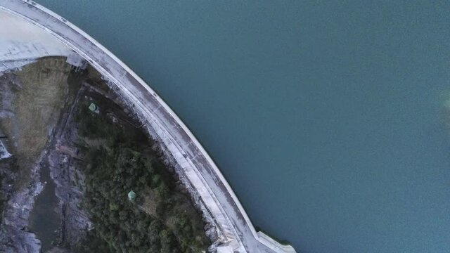 Reservoir in Berga.Barcelona. Catalonia,Spain. Aerial Drone Footage