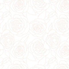 Fototapeta na wymiar Seamless vector floral pattern. Elegant minimalistic rose design. 