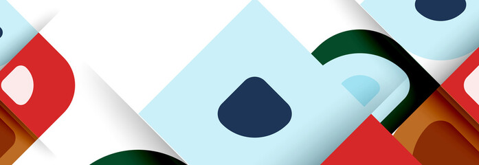 Set of vector modern geometric abstract backgrounds with repeating abstract round shapes patterns and shadow effects