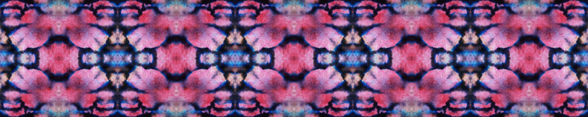 Arab Pattern. Seamless Tie Dye Ornament. Ikat Japanese Print. Black and Pink Snake Seamless Texture. Abstract Batik Motif. Ethnic Arab Geometric Pattern.