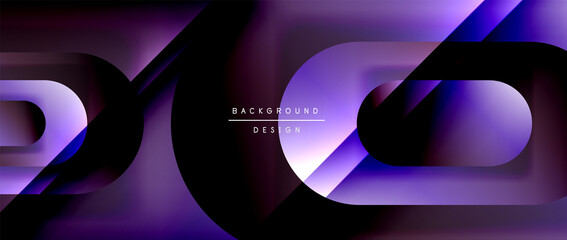 Vector geometric abstract background with lines and modern forms. Fluid gradient with abstract round shapes and shadow and light effects