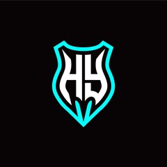 Initial H Y letter with shield modern style logo template vector