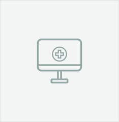 simple icon of computer with medical report. illustration for web and mobile design.