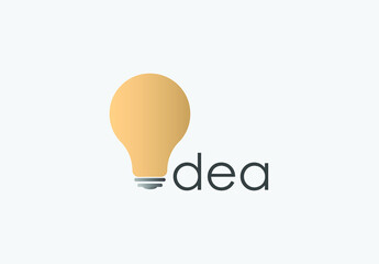 vector illustration of word idea with bulb logo isolated on white background