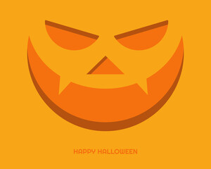 Pimpkin face for halloween on orange background vector illustration template