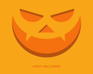 Pimpkin face for halloween on orange background vector illustration template