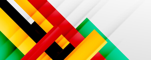 Geometric abstract backgrounds with shadow lines, modern forms, rectangles, squares and fluid gradients. Bright colorful stripes cool backdrops