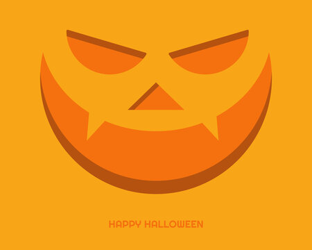 Pimpkin face for halloween on orange background vector illustration template
