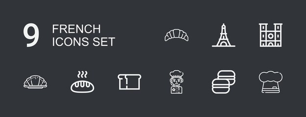 Editable 9 french icons for web and mobile