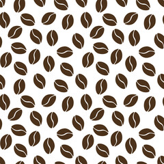 Vector coffee pattern. Coffee beans seamless pattern. Simple coffee pattern on a white background.