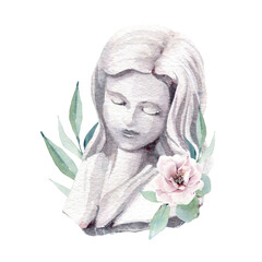 elegant watercolor lady sculpture image.