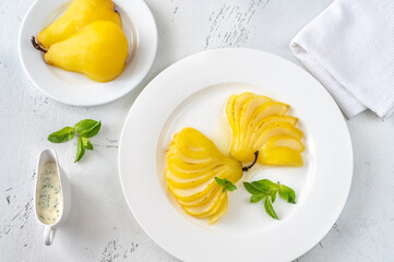Saffron Poached  Pears
