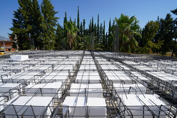 Iron steel flooring in a big construction site